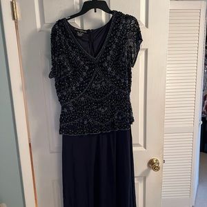 Mother of the bride navy long beaded dress size 16